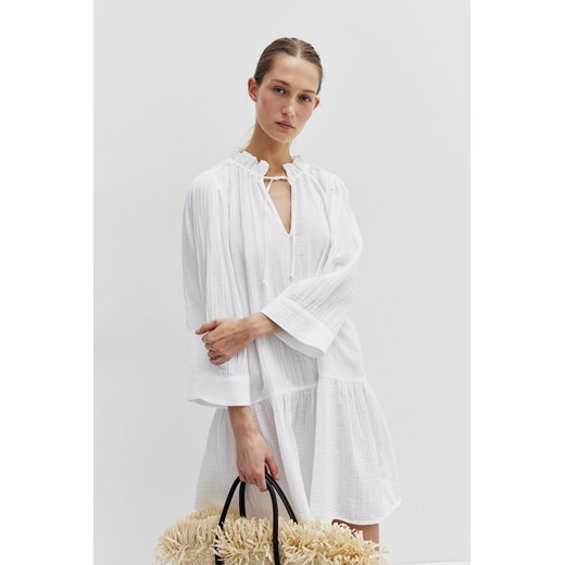 H & M - Bawełniana sukienka ze sznurkiem - Biały ze sklepu H&M w kategorii Sukienki - zdjęcie 172025387