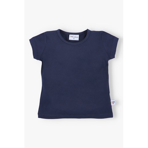 T-shirt dziewczęcy z krótkim rękawem - granatowy - I Love Colors ze sklepu 5.10.15 w kategorii Bluzki dziewczęce - zdjęcie 172027747