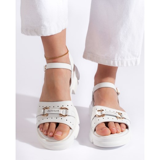Sandały damskie Good-In z klamrą ze skóry płaskie casual