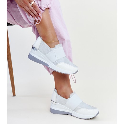Buty sportowe damskie Gemre sneakersy białe bez zapięcia z tworzywa sztucznego 