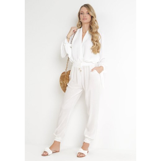 Białe Spodnie Lid ze sklepu Born2be Odzież w kategorii Spodnie damskie - zdjęcie 172030219