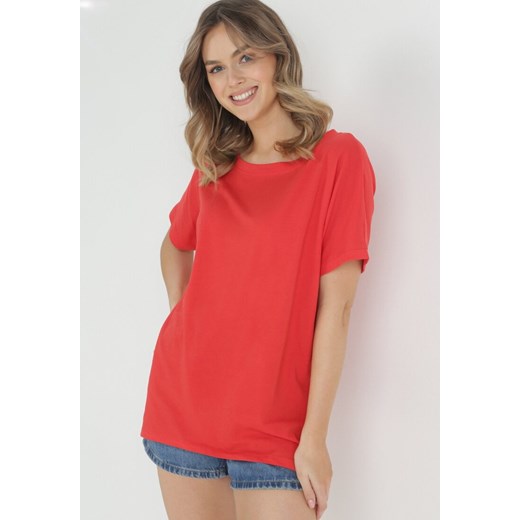 Czerwony T-shirt Ammi ONE SIZE okazyjna cena Born2be Odzież