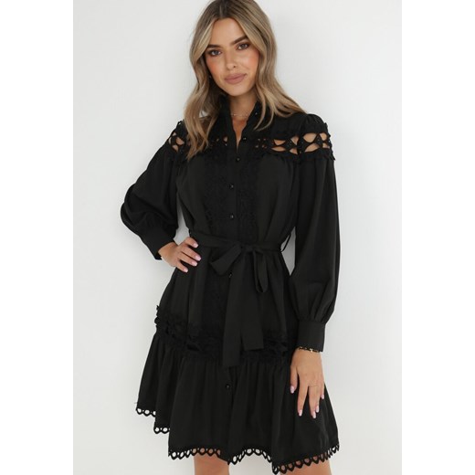 Czarna Sukienka Koszulowa Semiphae ze sklepu Born2be Odzież w kategorii Sukienki - zdjęcie 172031036