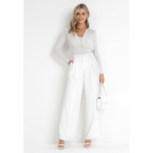 Białe Szerokie Spodnie z Wysokim Stanem Lacis ze sklepu Born2be Odzież w kategorii Spodnie damskie - zdjęcie 172031919