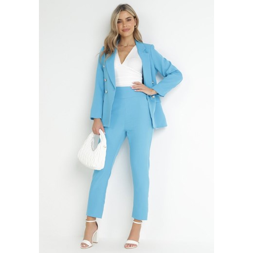 Niebieskie Spodnie Regular Boura ze sklepu Born2be Odzież w kategorii Spodnie damskie - zdjęcie 172032117