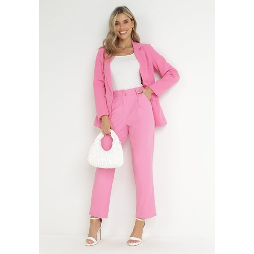 Różowe Spodnie Regular Fohan ze sklepu Born2be Odzież w kategorii Spodnie damskie - zdjęcie 172032155
