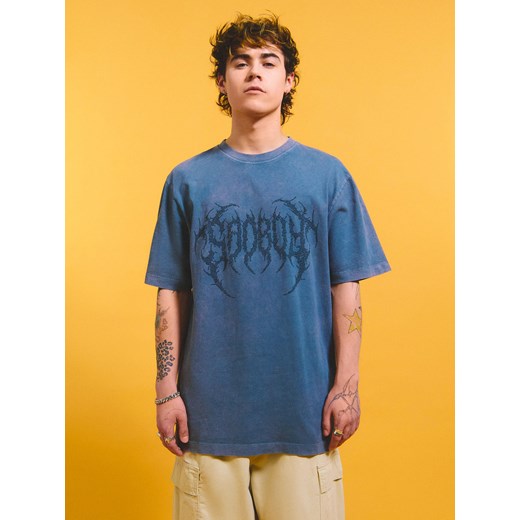 Cropp - Granatowa koszulka z błyszczącą aplikacją - szary ze sklepu Cropp w kategorii T-shirty męskie - zdjęcie 172033576