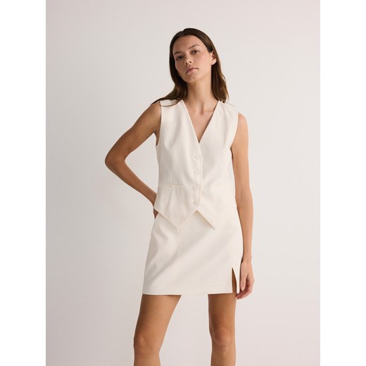 Reserved - Spódnica mini z modalu - złamana biel ze sklepu Reserved w kategorii Spódnice - zdjęcie 172034656