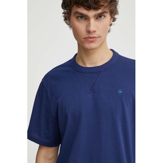 G-Star Raw t-shirt bawełniany męski kolor niebieski gładki ze sklepu ANSWEAR.com w kategorii T-shirty męskie - zdjęcie 172035235