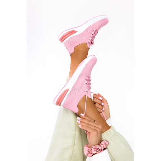 Różowe sneakersy na platformie damskie buty sportowe sznurowane Casu 7040-3 ze sklepu Casu.pl w kategorii Buty sportowe damskie - zdjęcie 172036315