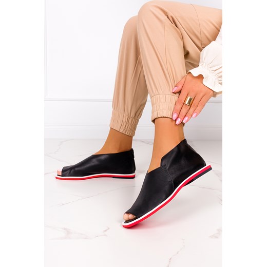 Czarne sandały zabudowane z zamkiem na pięcie polska skóra Casu 4080 ze sklepu Casu.pl w kategorii Sandały damskie - zdjęcie 172036986