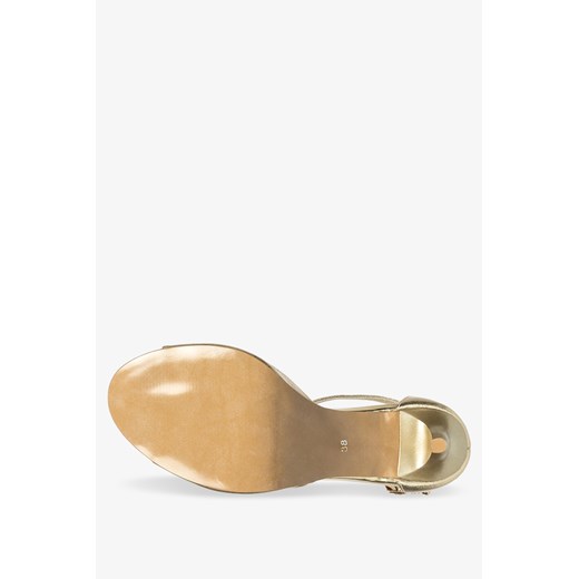 Złote sandały skórzane damskie szpilki t-bar z zakrytą piętą ozdoba PRODUKT Casu 35 Casu.pl