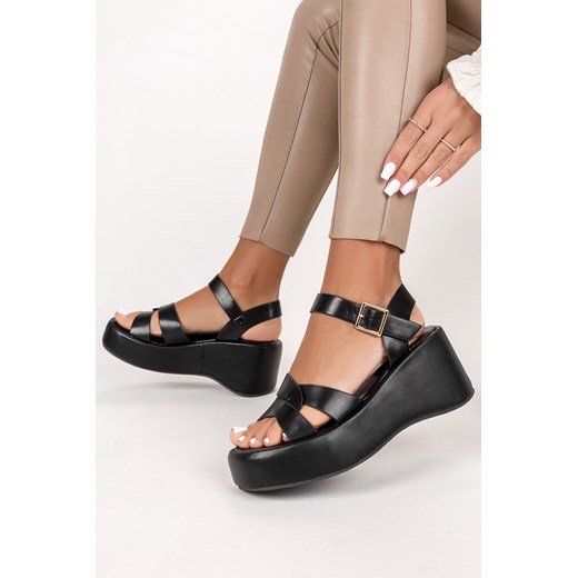 Czarne sandały na platformie Casu G23X12-B ze sklepu Casu.pl w kategorii Sandały damskie - zdjęcie 172039066
