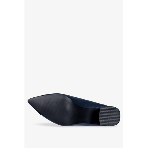 Granatowe czółenka damskie na ozdobnym obcasie ze skórzaną wkładką Casu Casu 41 Casu.pl