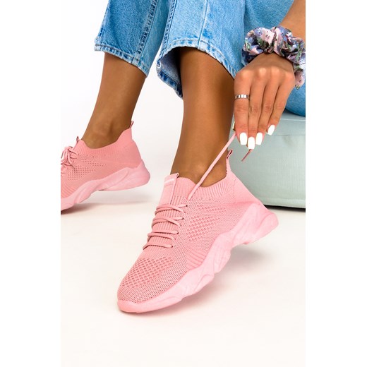 Różowe buty sportowe sznurowane Casu SJ2081-3 ze sklepu Casu.pl w kategorii Buty sportowe damskie - zdjęcie 172040038