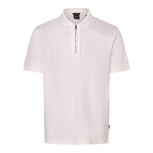BOSS Męska koszulka polo - Polston Mężczyźni Bawełna biały jednolity ze sklepu vangraaf w kategorii T-shirty męskie - zdjęcie 172046115