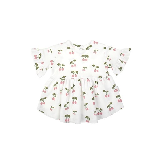 Bluzka bawełniana dziewczęca z krótkim rękawem w wisienki ze sklepu 5.10.15 w kategorii Koszulki niemowlęce - zdjęcie 172048268