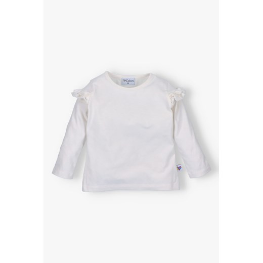 Bluzka dziewczęca z długim rękawem biała z falbanką - I Love Colors ze sklepu 5.10.15 w kategorii Bluzki dziewczęce - zdjęcie 172048397