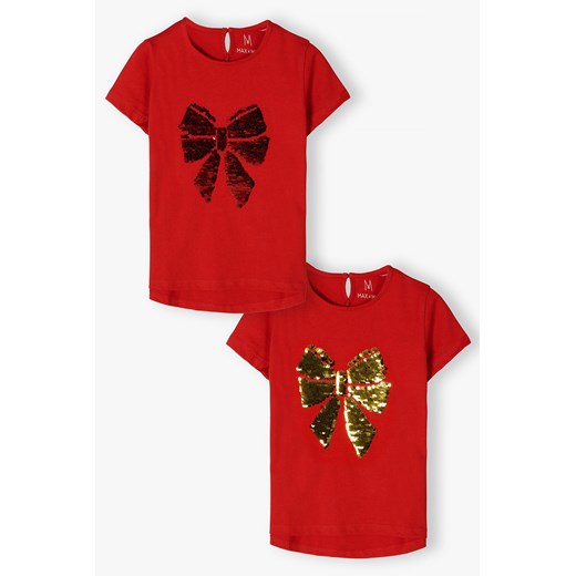 Bawełniana świąteczna koszulka dla dziewczynki z cekinową aplikacją Max & Mia By 5.10.15. 128 5.10.15 promocyjna cena