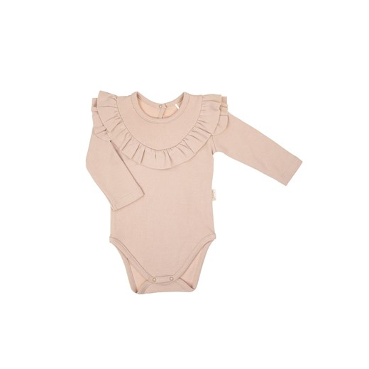 Bawełniane body dziewczęce z długim rękawem beżowe ze sklepu 5.10.15 w kategorii Body niemowlęce - zdjęcie 172048418