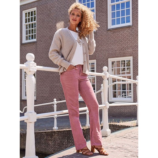 Różowe spodnie sztruksowe z kieszeniami i prostymi nogawkami Red Button Bibette ze sklepu Eye For Fashion w kategorii Spodnie damskie - zdjęcie 172048639