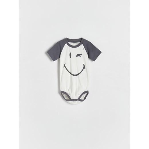 Reserved - Bawełniane body SmileyWorld® - złamana biel ze sklepu Reserved w kategorii Body niemowlęce - zdjęcie 172049859