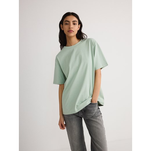 Reserved - T-shirt oversize z nadrukiem - jasnozielony ze sklepu Reserved w kategorii Bluzki damskie - zdjęcie 172050126
