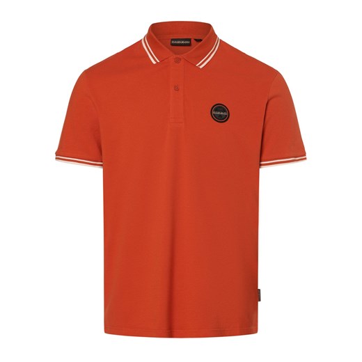 Napapijri Męska koszulka polo - Macas Mężczyźni Bawełna pomarańczowy jednolity Napapijri XXL vangraaf
