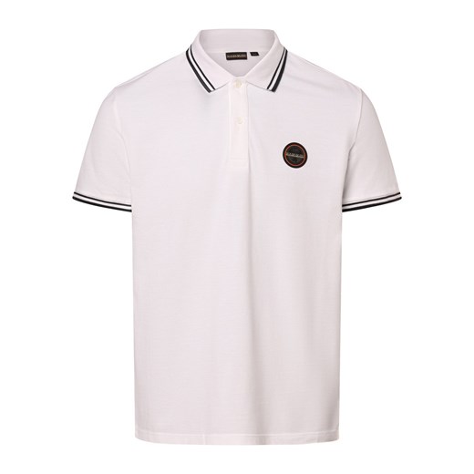 Napapijri Męska koszulka polo - Macas Mężczyźni Bawełna biały jednolity ze sklepu vangraaf w kategorii T-shirty męskie - zdjęcie 172050158