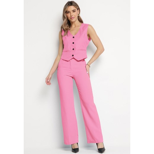 Różowe Spodnie Cygaretki w Kant z Wysokim Stanem Jexa ze sklepu Born2be Odzież w kategorii Spodnie damskie - zdjęcie 172050989