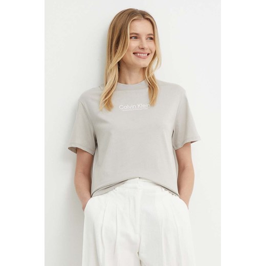 Calvin Klein t-shirt bawełniany damski kolor szary K20K207005 ze sklepu ANSWEAR.com w kategorii Bluzki damskie - zdjęcie 172051208