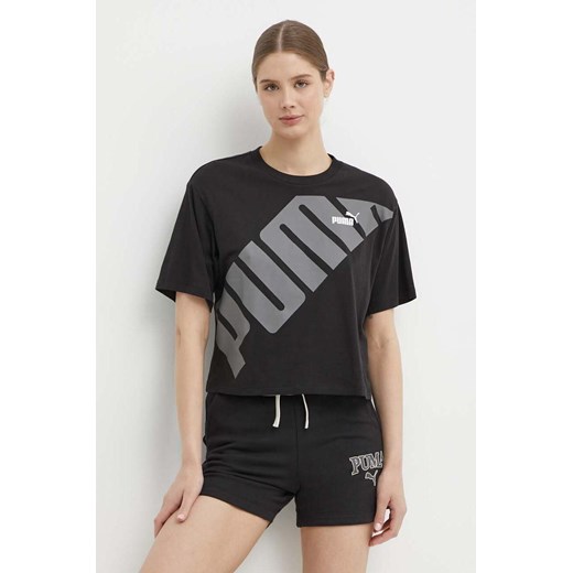 Puma t-shirt bawełniany POWER damski kolor czarny 677896 ze sklepu ANSWEAR.com w kategorii Bluzki damskie - zdjęcie 172051236