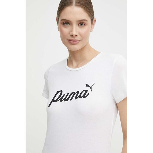 Puma t-shirt bawełniany damski kolor beżowy 679315 ze sklepu ANSWEAR.com w kategorii Bluzki damskie - zdjęcie 172051256