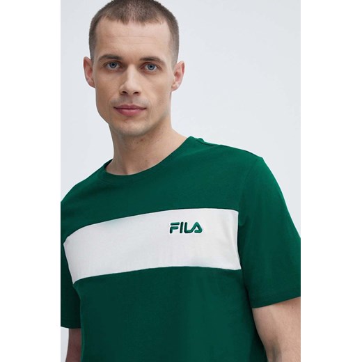 Fila t-shirt bawełniany Lankaran męski kolor zielony z aplikacją FAM0680 ze sklepu ANSWEAR.com w kategorii T-shirty męskie - zdjęcie 172051367