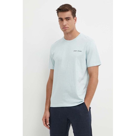 Pepe Jeans t-shirt bawełniany CLAUS męski kolor niebieski z nadrukiem PM509368 ze sklepu ANSWEAR.com w kategorii T-shirty męskie - zdjęcie 172051385