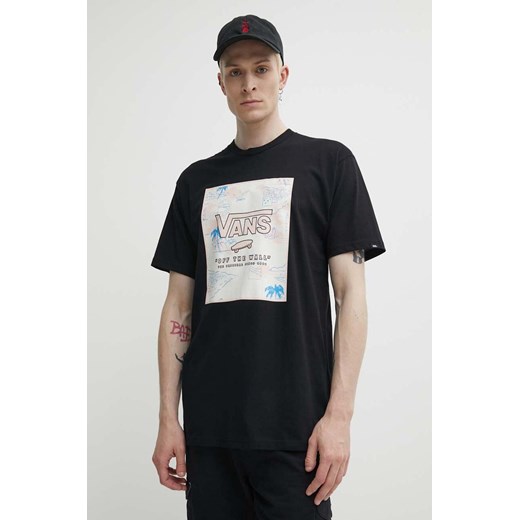 Vans t-shirt bawełniany męski kolor czarny z nadrukiem ze sklepu ANSWEAR.com w kategorii T-shirty męskie - zdjęcie 172051435