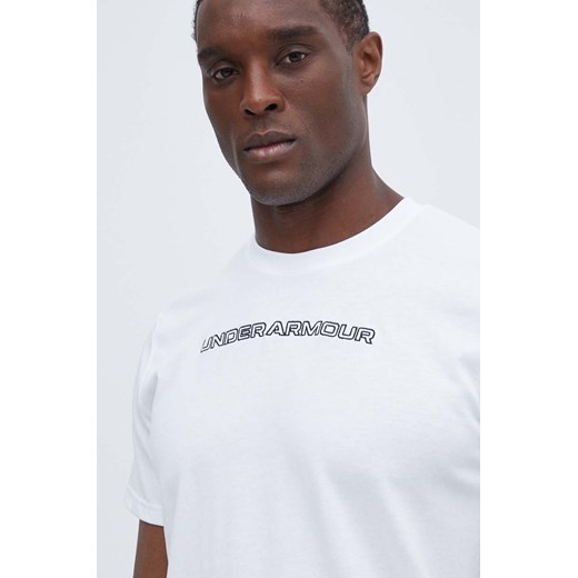 Under Armour t-shirt męski kolor biały z aplikacją ze sklepu ANSWEAR.com w kategorii T-shirty męskie - zdjęcie 172051495