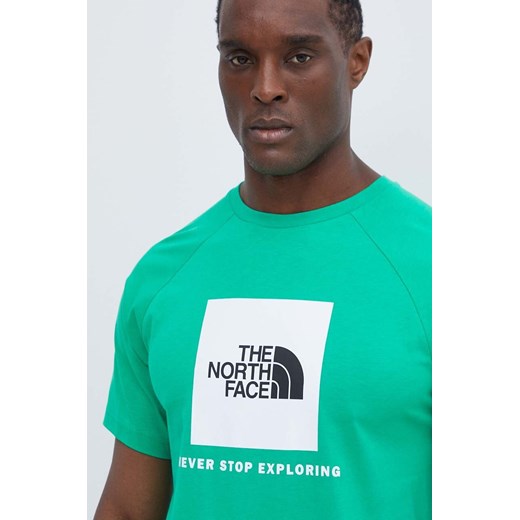 The North Face t-shirt bawełniany męski kolor zielony z nadrukiem NF0A87NJPO81 ze sklepu ANSWEAR.com w kategorii T-shirty męskie - zdjęcie 172051509