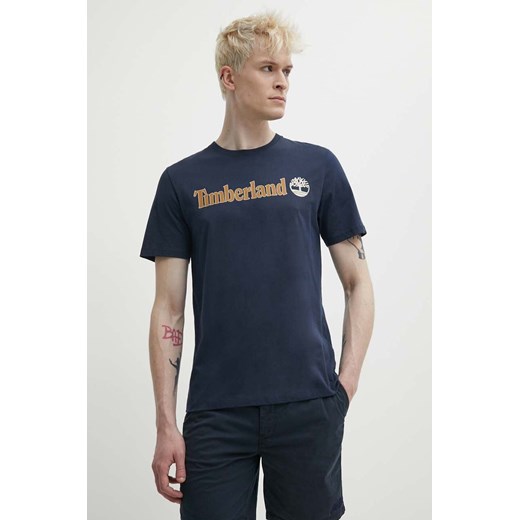 Timberland t-shirt bawełniany męski kolor granatowy z nadrukiem TB0A5UPQ4331 ze sklepu ANSWEAR.com w kategorii T-shirty męskie - zdjęcie 172051528