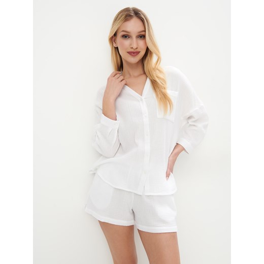 Mohito - Muślinowa biała koszula - biały ze sklepu Mohito w kategorii Koszule damskie - zdjęcie 172054389
