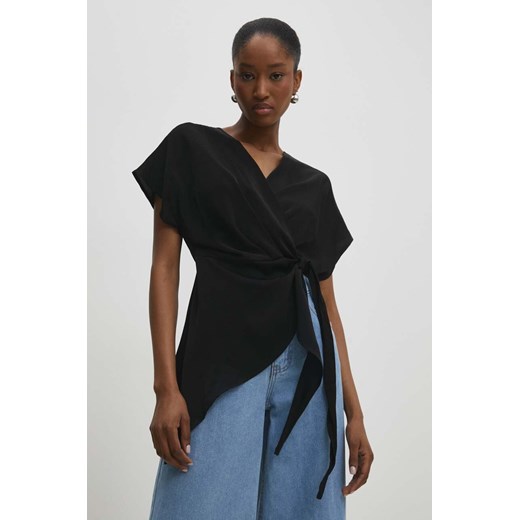 Answear Lab bluzka damska kolor czarny gładka ze sklepu ANSWEAR.com w kategorii Bluzki damskie - zdjęcie 172056429