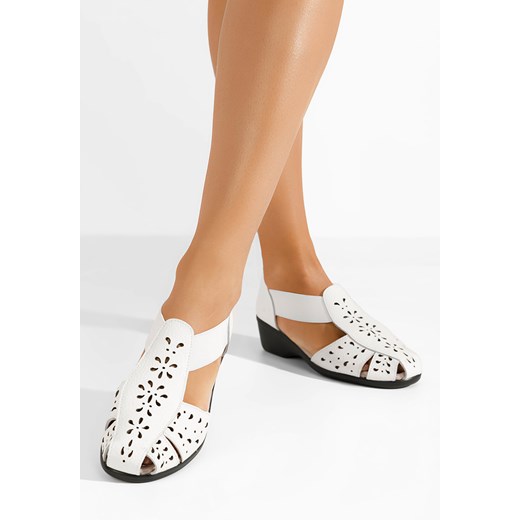 Sandały damskie Zapatos casualowe białe skórzane na lato płaskie 
