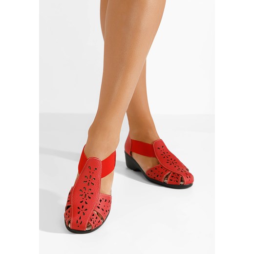Czerwone sandały damskie skórzane Melona V2 ze sklepu Zapatos w kategorii Sandały damskie - zdjęcie 172063068