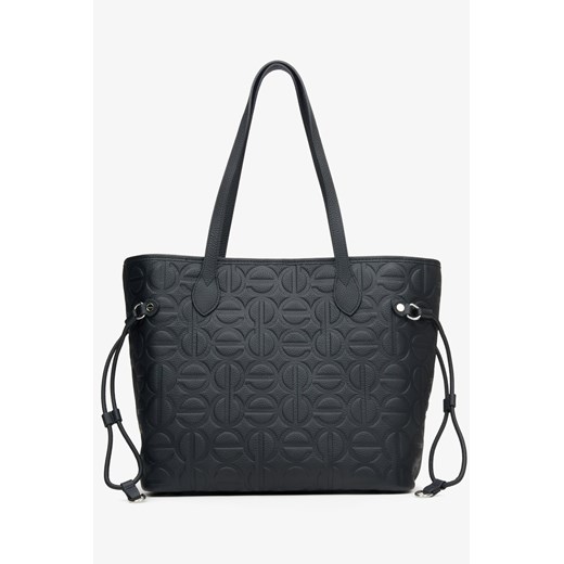 Estro: Czarna skórzana torebka damska typu shopper ze sklepu Estro w kategorii Torby Shopper bag - zdjęcie 172063928