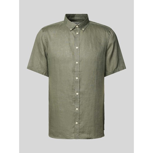 Koszula lniana z kołnierzykiem typu button down model ‘Anton’ ze sklepu Peek&Cloppenburg  w kategorii Koszule męskie - zdjęcie 172064226
