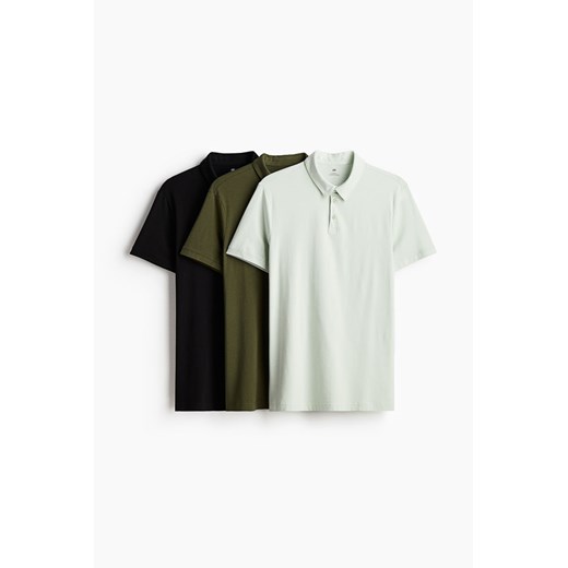 H & M - Top polo Slim Fit 3-pak - Zielony ze sklepu H&M w kategorii Bluzki damskie - zdjęcie 172068639