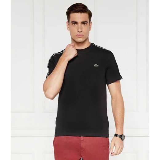 Czarny t-shirt męski Lacoste bawełniany z krótkim rękawem 