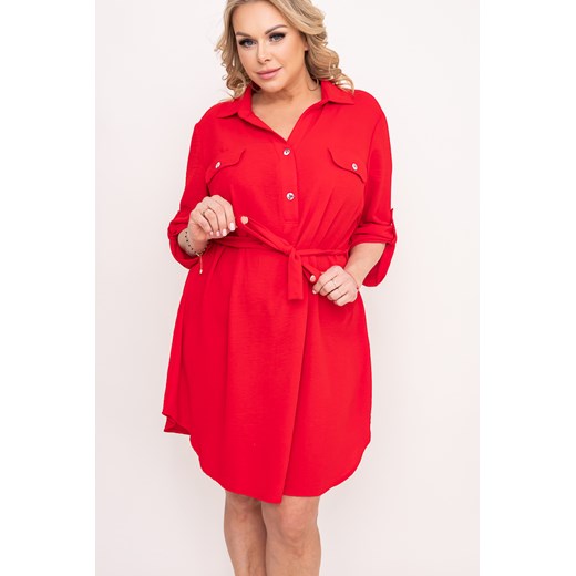 Czerwona Sukienka IMALI ze sklepu TONO w kategorii Sukienki - zdjęcie 172072455