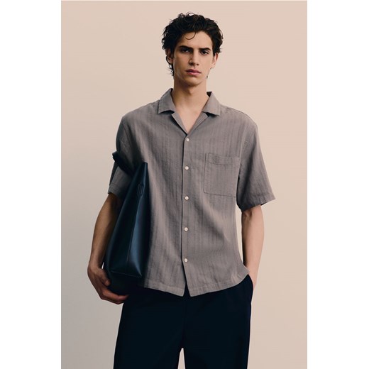 H & M - Koszula z domieszką lnu Regular Fit - Beżowy ze sklepu H&M w kategorii Koszule męskie - zdjęcie 172073267