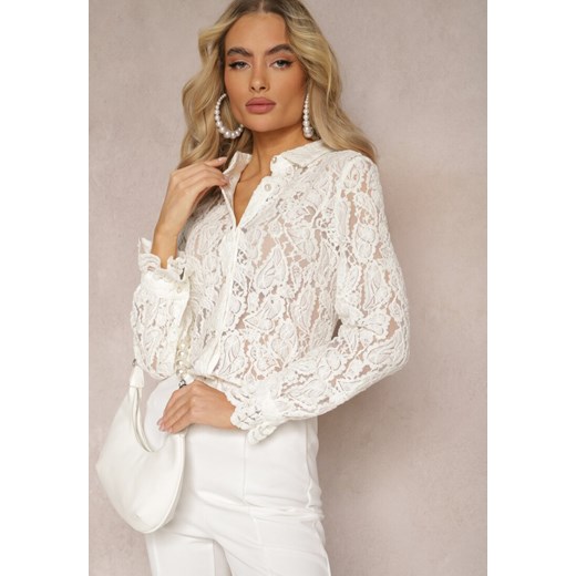 Biała Koszula Koronkowa na Guziki Acameda ze sklepu Renee odzież w kategorii Koszule damskie - zdjęcie 172074647